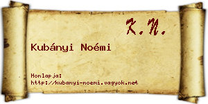 Kubányi Noémi névjegykártya